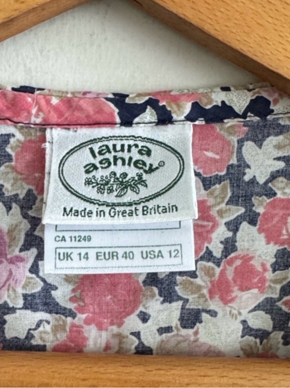 Laura Ashley Pink Navy Floral Puff Sleeve Blouse - Picture 5 of 6